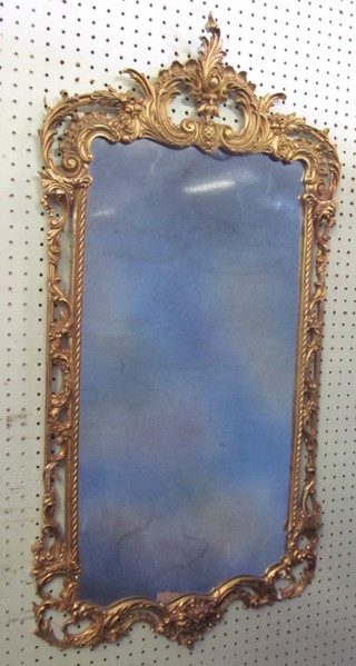 A rectangular plate wall mirror contained in a gilt metal frame  36"