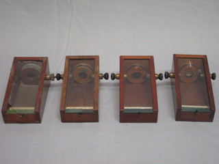 4 wedge shaped mahogany meters cases