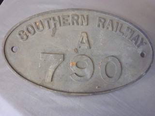 A oval brass locomotive plaque marked Southern Railway A790  13 1/2"  ILLUSTRATED
