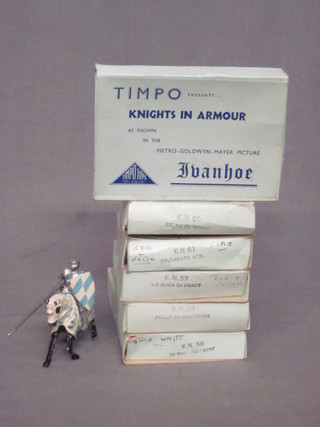6 shallow boxes of Timpo figures of Knights