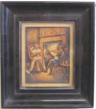 A resin plaque - interior scene with figures 6" x 5"