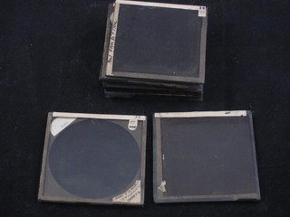 13 various black and white lantern slides, mostly buildings