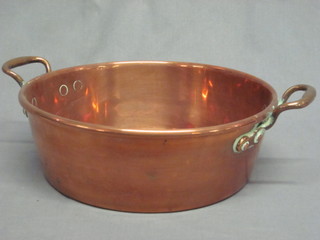 A copper twin handled preserving pan 13"