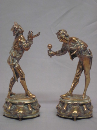 A pair of 19th Century brass figures of standing Shakespearean characters 9"