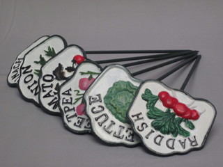 6 cast iron vegetable signs