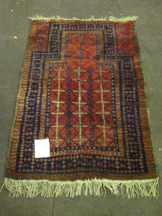 A red ground Afghan prayer rug 52" x 34"