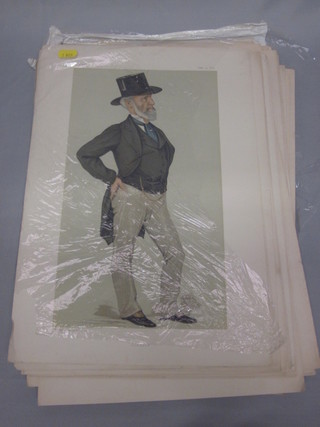 A large collection of Vanity Fair Spy cartoons, unframed