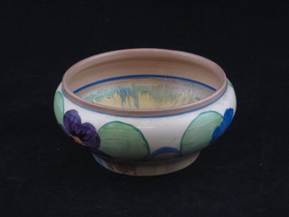 A Clarice Cliff circular Pansy pattern bowl, the base with black  Clarice Cliff mark, 5"