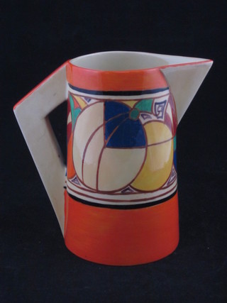A Clarice Cliff Melon patterned jug, the base marked Clarice  Cliff Registration Applied For, 6 1/2"  ILLUSTRATED