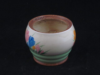 A Clarice Cliff Spring Crocus pattern preserve jar 3", no lid,