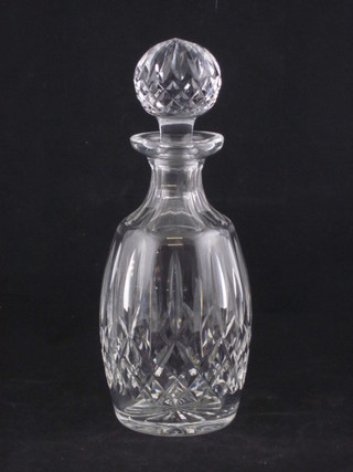 A Waterford cut glass mallet shaped decanter and stopper 10"
