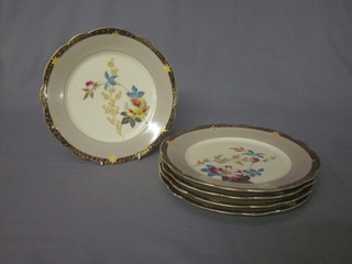 5 Limoges porcelain plates with floral decoration 9"
