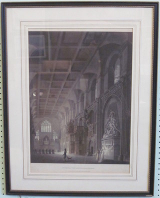 18th Century coloured print "Integral View of Guildhall London" 17" x 13", contained in a Hogarth frame