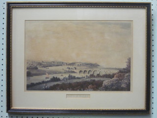 W Hay, an 18th/19th Century coloured print "Town of Banff"  10" x 15" contained in a Hogarth frame