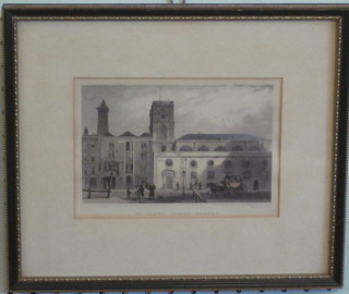 Victorian coloured print "St Olave, Tooley Street, London" contained in a Hogarth frame 4" x 5"