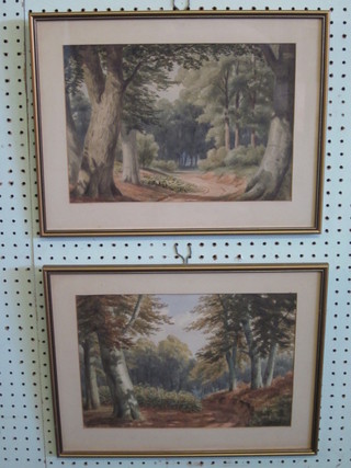 A pair of watercolour drawings "Woodland Scenes" 9" x 13"