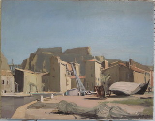 Zutter, oil on canvas "Port De St Chammas" 19" x 24 1/2",  unframed