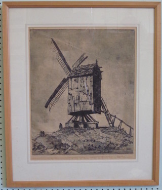 Albert Pile, monochrome etching "Old Windmill" 17" x 13"