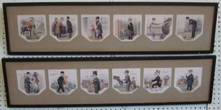 12 various racing caricatures contained within 2 frames