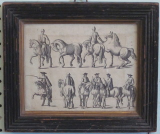 18th/19th Century monochrome print "Horsemen" 5" x 7"