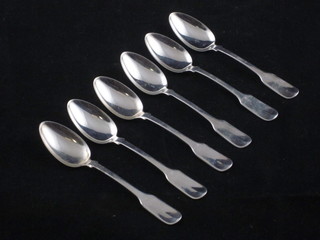 6 Italian silver fiddle pattern coffee spoons, 1 ozs
