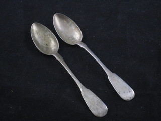 2 Russian silver fiddle pattern spoons marked PAA89084