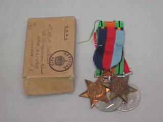 A group of 4 medals to comprising 1939-45 Star, Burma Star,  Defence & War medal