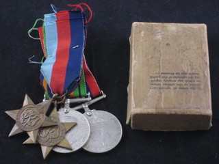 A group of 4 medals comprising 1939-45 Star, Burma Star,  Defence & War medal