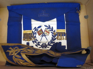 A quantity of Masonic regalia comprising a Grand Officer's  undress apron, Assistant Grand Standard Bearer, an undress  collar and a full dress collar