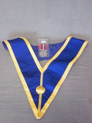 A WWII British War medal together with a Masonic Provincial  Grand Officer's full dress collar