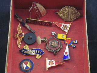 A collection of enamelled badges etc