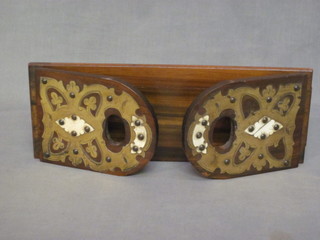 A pair of Victorian Coromandel and brass mounted expanding bookends 13"