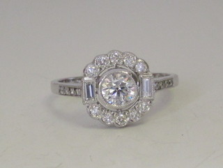 An 18ct white gold cluster ring set diamonds, approx 0.75ct