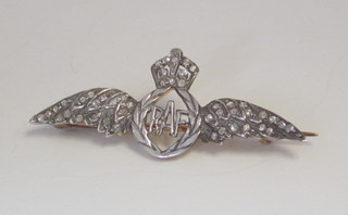 A gold RAF Sweetheart brooch set diamonds