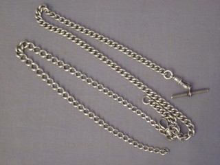 2 silver curb link watch chains