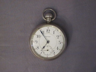 A Waltham open faced pocket watch contained in a silver case