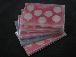 2 sets of Elizabeth II half crowns 1960-67, a set of sixpences 1953-67, a 1966 and a 1967 proof set of coins