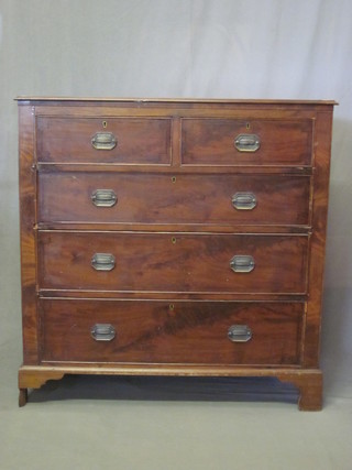 A 19th Century mahogany chest of 2 short and 3 long drawers  raised on bracket feet 40"