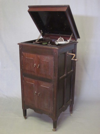 A standard gramophone contained in a mahogany case