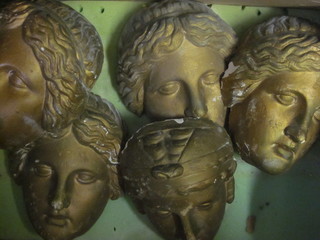 5 various classical plaster masks of ladies