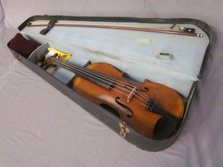 A violin with 2 piece back labelled Ptetro Antonig Figlio Di  Carlo Fer?? Landolphi in Milano Al Segno Della Serena L'Anno  1781 14 1/2"