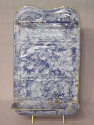 A French blue enamelled kitchen utensil rack 12"
