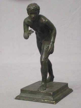 A classical bronze figure of a naked running man 7"  ILLUSTRATED