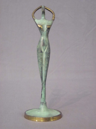 A bronze figure of a standing naked lady 8"