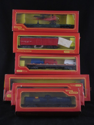 A Triang car transporter R563 and 5 other items of rolling stock