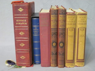 A large leather bound bible, 2 volumes "Our Own Country" and  1 volume "The Poetical Works of Keats" and volumes 1-3  "House and Cottage Construction"