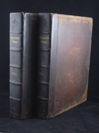 William Hogarth volumes I and II "The Genuine Works of  William Hogarth 1808" leather bound