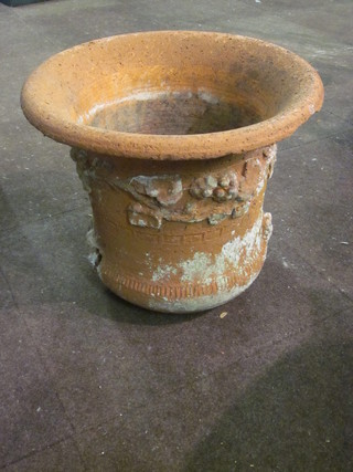 A bell shaped terracotta urn with swag decoration, f, 17"