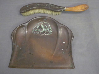 An Art Nouveau Beldray copper crumb tray and brush