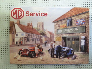 A reproduction enamelled advertising sign for M G Services 20"  x 27"